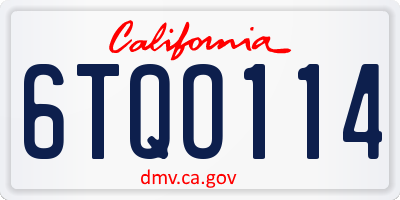 CA license plate 6TQO114