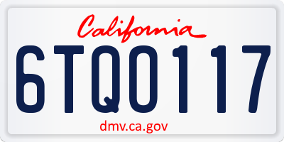 CA license plate 6TQO117