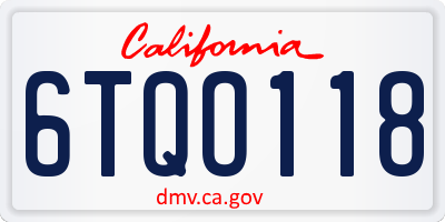 CA license plate 6TQO118