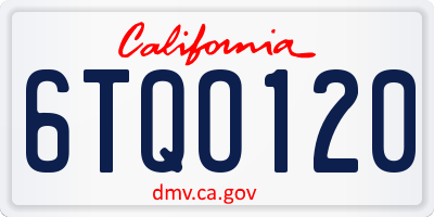 CA license plate 6TQO120