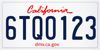 CA license plate 6TQO123