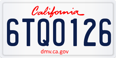 CA license plate 6TQO126