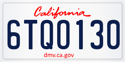 CA license plate 6TQO130