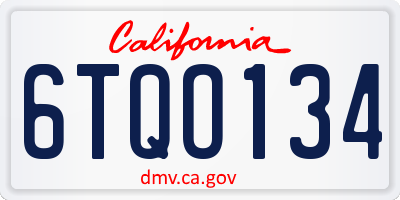 CA license plate 6TQO134