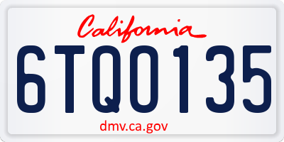 CA license plate 6TQO135