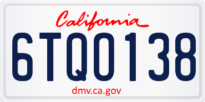 CA license plate 6TQO138