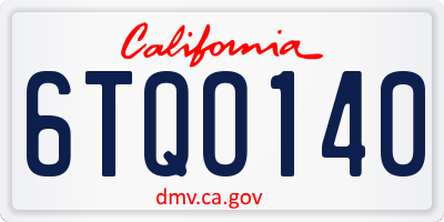 CA license plate 6TQO140