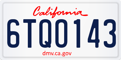 CA license plate 6TQO143