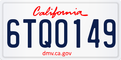 CA license plate 6TQO149