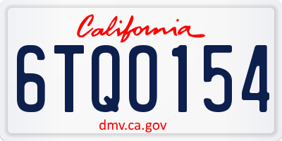 CA license plate 6TQO154