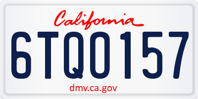 CA license plate 6TQO157