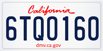 CA license plate 6TQO160
