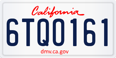 CA license plate 6TQO161