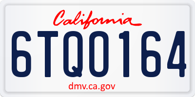 CA license plate 6TQO164