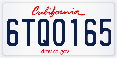 CA license plate 6TQO165
