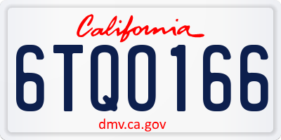 CA license plate 6TQO166