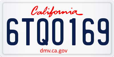 CA license plate 6TQO169