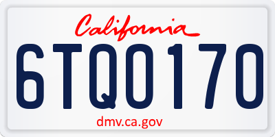 CA license plate 6TQO170