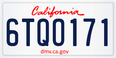 CA license plate 6TQO171