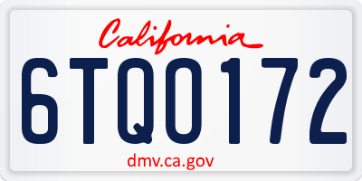 CA license plate 6TQO172