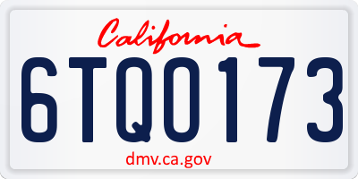 CA license plate 6TQO173