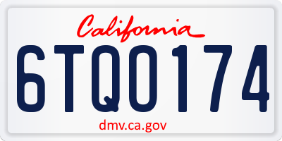 CA license plate 6TQO174