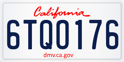 CA license plate 6TQO176