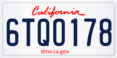 CA license plate 6TQO178