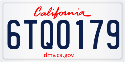 CA license plate 6TQO179