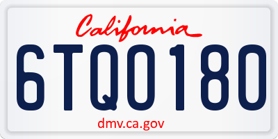 CA license plate 6TQO180