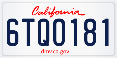 CA license plate 6TQO181