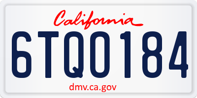 CA license plate 6TQO184