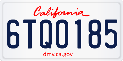 CA license plate 6TQO185