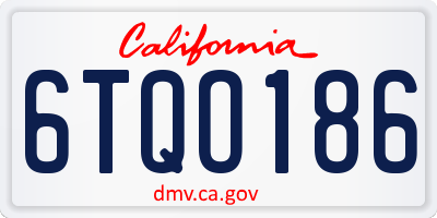 CA license plate 6TQO186