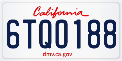 CA license plate 6TQO188