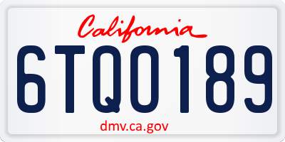 CA license plate 6TQO189