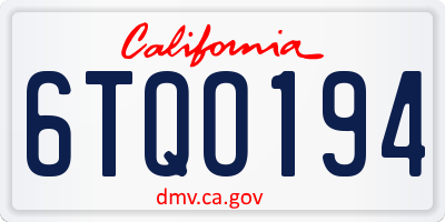 CA license plate 6TQO194