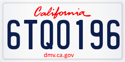 CA license plate 6TQO196