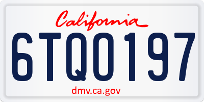 CA license plate 6TQO197