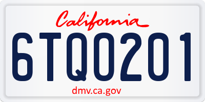 CA license plate 6TQO201
