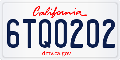 CA license plate 6TQO202