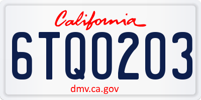 CA license plate 6TQO203