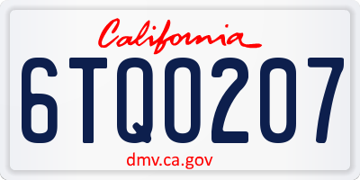 CA license plate 6TQO207