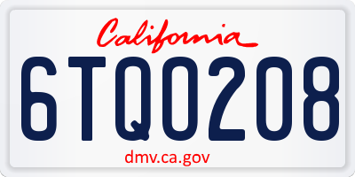CA license plate 6TQO208
