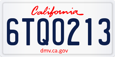 CA license plate 6TQO213