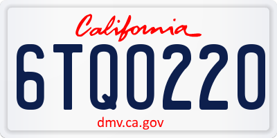 CA license plate 6TQO220