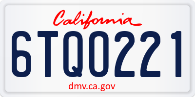CA license plate 6TQO221