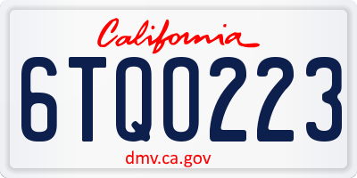 CA license plate 6TQO223