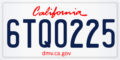 CA license plate 6TQO225