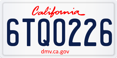 CA license plate 6TQO226